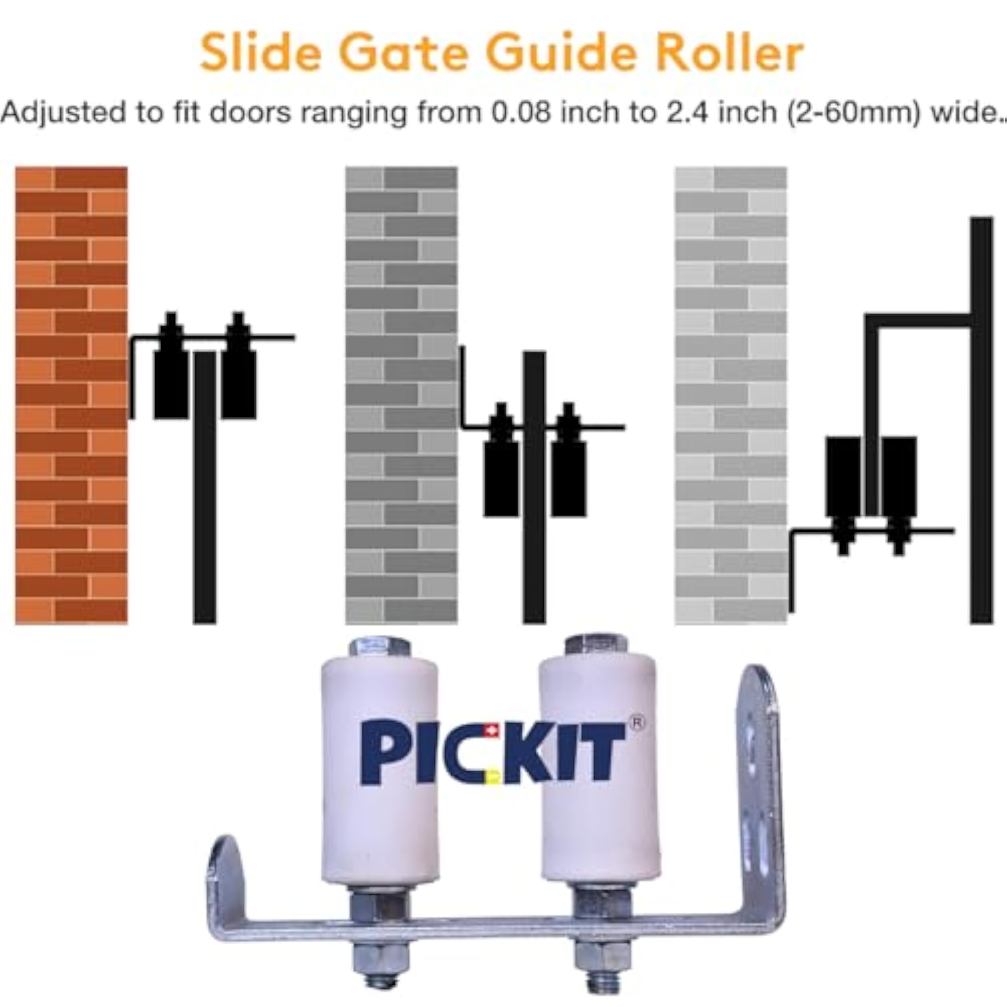 Adjustable Steel L-Bracket Sliding Gate Roller Guide Set